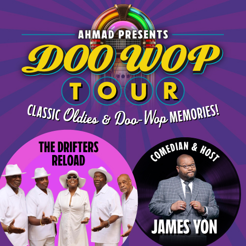 Doo Wop Tour thumbnail featuring The Drifters Reload and comedian host James Yon.